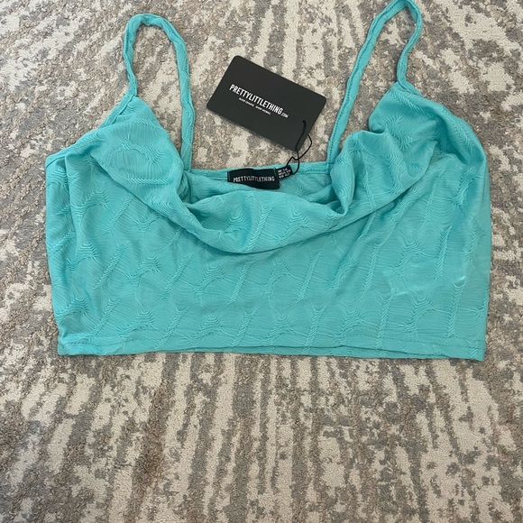 Turquoise cowl neck tank top - Picture 2 of 4